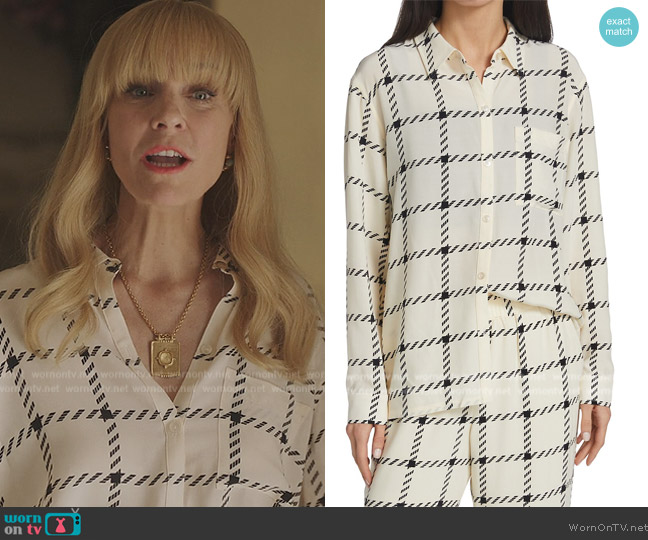 Anine Bing Aspen checked crepe shirt worn by (charley fouquet) on Emily in Paris
