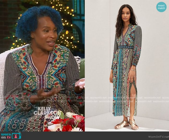Bhanuni by Jyoti Patterned Maxi Dress worn by Nicola Yoon on The Kelly Clarkson Show