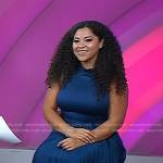 Arianna Davis’s blue sleeveless pleated dress on Today