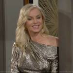 Ashley’s gold off-shoulder top on The Young and the Restless