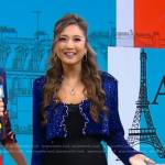 Ashley Park’s blue embellished cropped jacket on Good Morning America