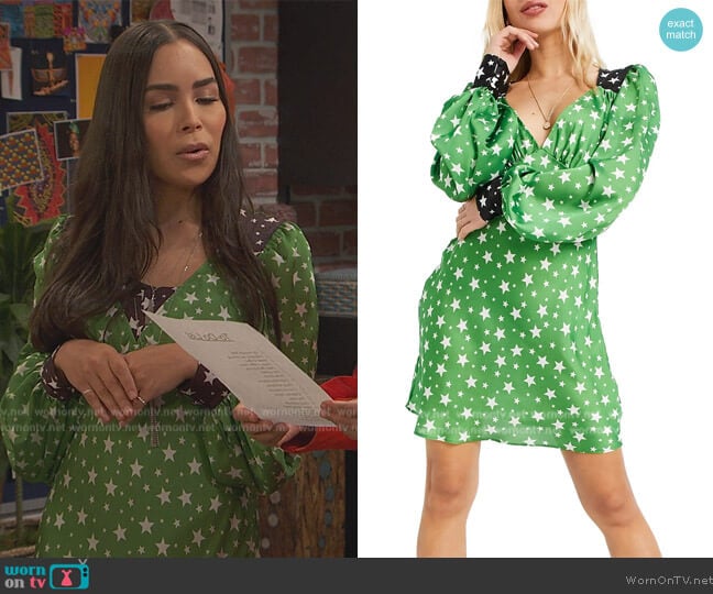 ASOS Star Print Long Sleeve Satin Minidress worn by (Juliana Joel) on Ravens Home