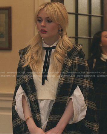 Audrey’s green plaid cape coat on Gossip Girl