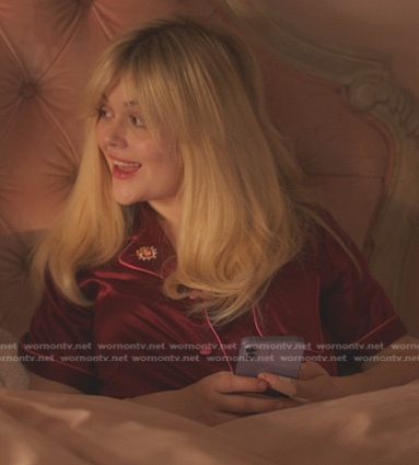 Audrey’s red pajamas with pink piping on Gossip Girl