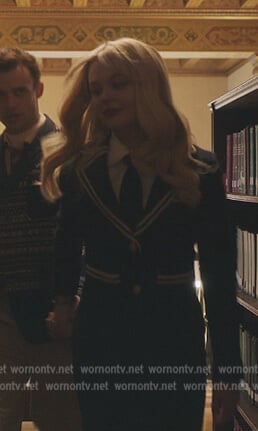 Audrey’s navy contrast trim jacket on Gossip Girl