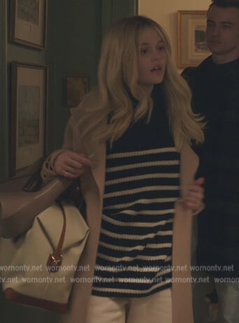 Audrey’s navy stripe ribbed sweater on Gossip Girl