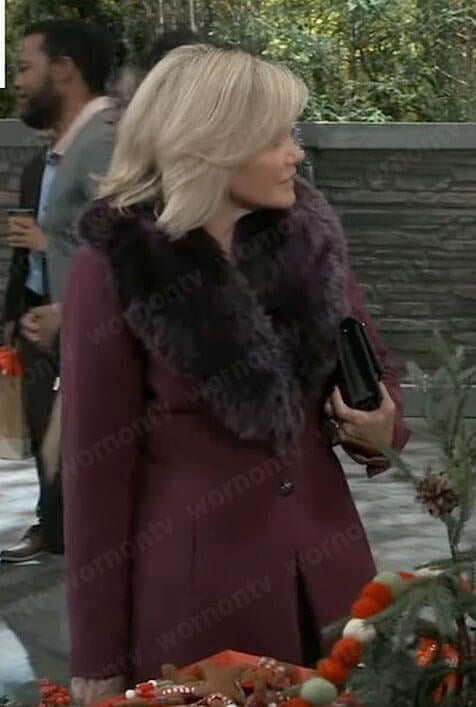 Ava’s purple fur collar coat on General Hospital