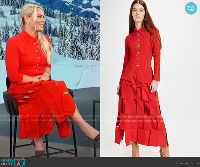 A.W.A.K.E Mode Fitted Shirt with Back Ties worn by Lindsey Vonn on Access Hollywood