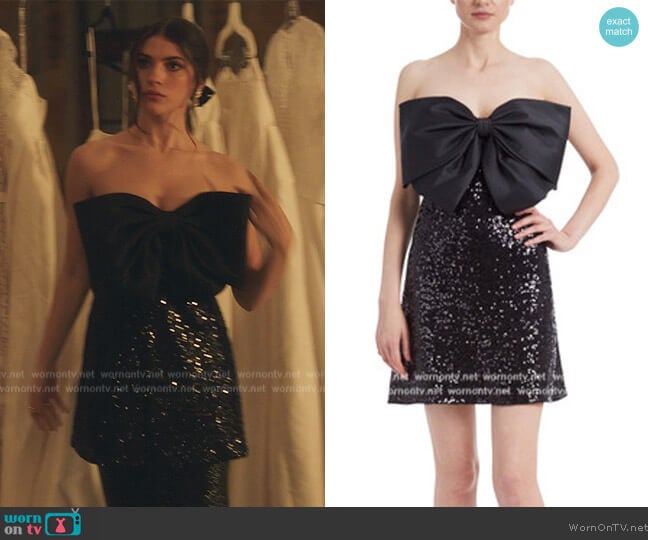 Badgley Mischka Sequin Mini Dress With Bow Top