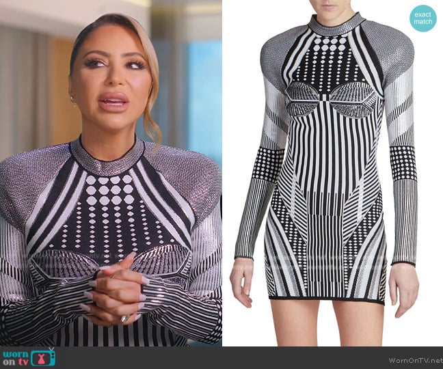 Balmain Jacquard-Knit Pattern Minidress worn by Larsa Pippen (Larsa Pippen) on The Real Housewives of Miami