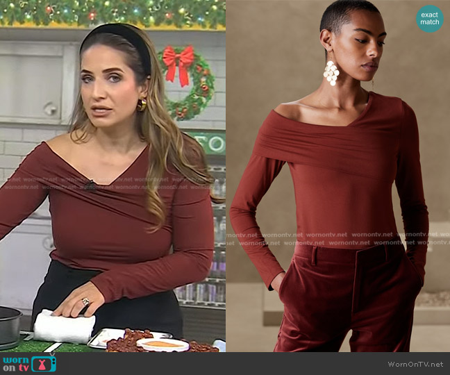 Banana Republic Rayon Off-Shoulder Top worn by Laura Vitale on Today