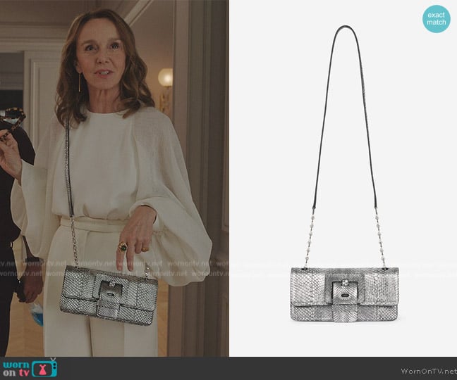 Barbara Bui Silver Python Feel Me Bag worn by Sylvie (Philippine Leroy-Beaulieu) on Emily in Paris