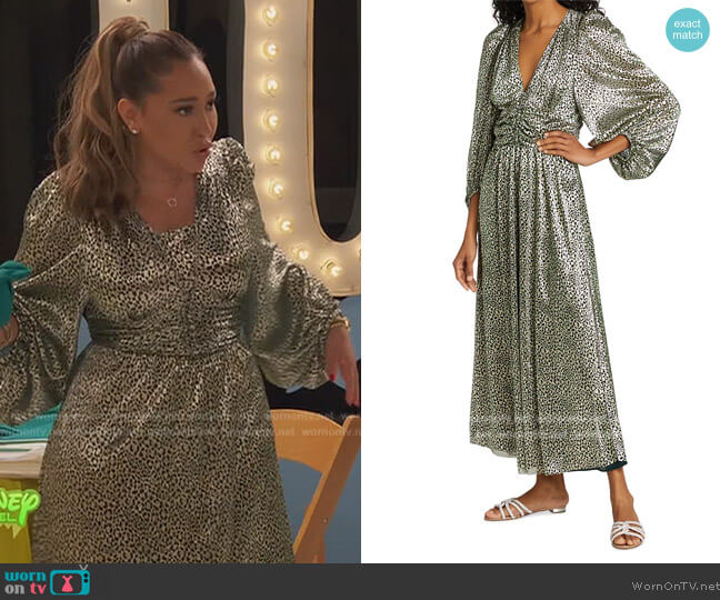 Ba&sh Celie Metallic Leopard Maxi Dress worn by (Adrienne Bailon) on Ravens Home