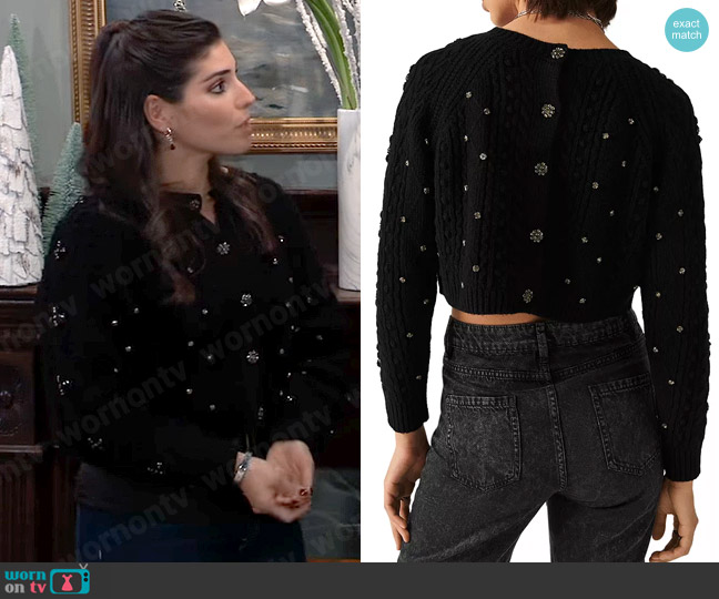 ba&sh Otello Sweater in Black worn by Brook Lynn Quartermaine (Amanda Setton) on General Hospital