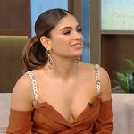 Batsheva Haart’s brown chain strap top and pants on Tamron Hall Show