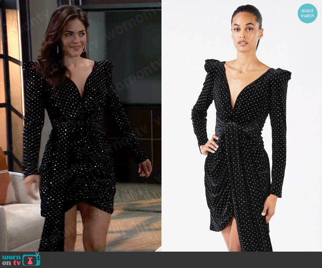Bcbgmaxazria Dulce Velvet Mini Dress worn by Britt Westbourne (Kelly Thiebaud) on General Hospital