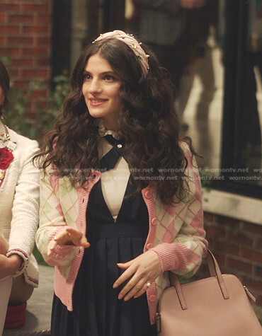 Bianca’s pink argyle cardigan on Gossip Girl