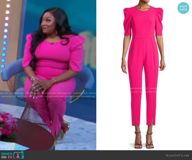 Black Halo Russo Puff-Sleeve Jumpsuit worn by Teri Ijeoma on Good Morning America