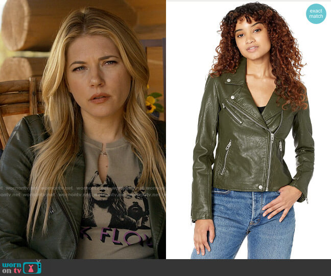 Blank NYC Leather Moto Jacket in City Jungle worn by Jenny Hoyt (Katheryn Winnick) on Big Sky