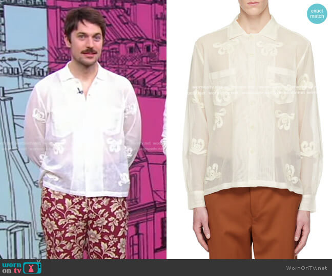 Bode Savoy Ribbon Shirt worn by Lucas Bravo on Good Morning America