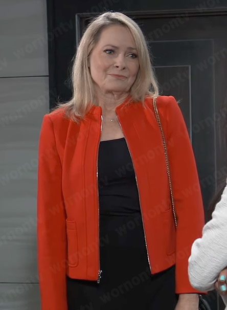 Gladys’s red zip up jacket on General Hospital