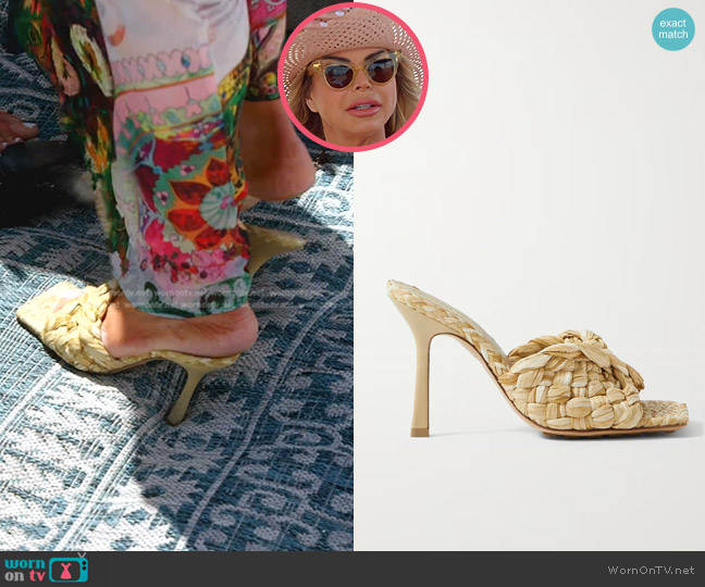 Bottega Veneta Intrecciato Raffia Mules worn by Alexia Echevarria (Alexia Echevarria) on The Real Housewives of Miami