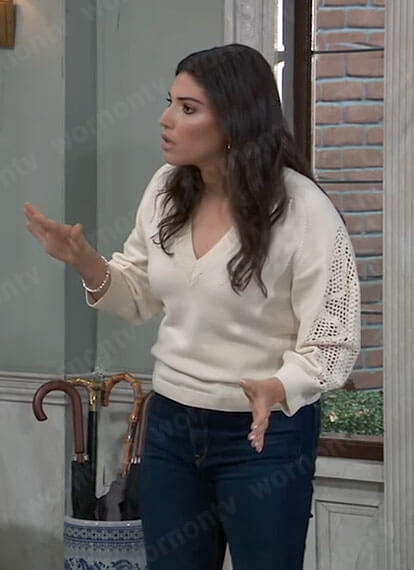 Brook Lynn’s crochet sleeve sweater on General Hospital