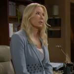 Brooke’s blue embellished waist blazer on The Bold and the Beautiful