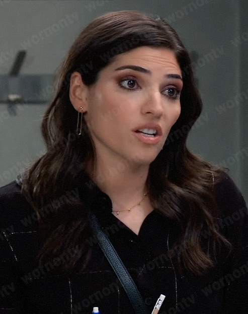 Brook Lynn’s black metallic check shirt on General Hospital
