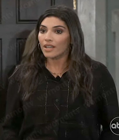 Brook Lynn’s black metallic check shirt on General Hospital