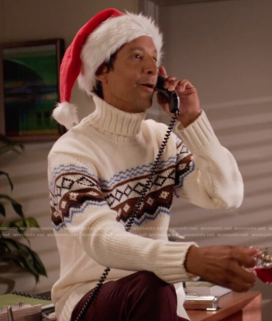 Bryan’s fairisle turtleneck sweater on Home Economics