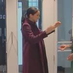 Meghan’s burgundy coat on Harry and Meghan