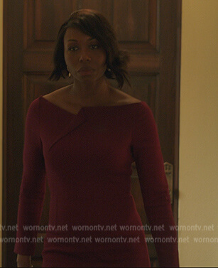 Camille’s purple asymmetric neck dress on Gossip Girl