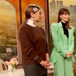 Camille Razat’s colorblock lace skirt on The Drew Barrymore Show