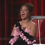 Camila’s black dress with pink ruffles on The Voice