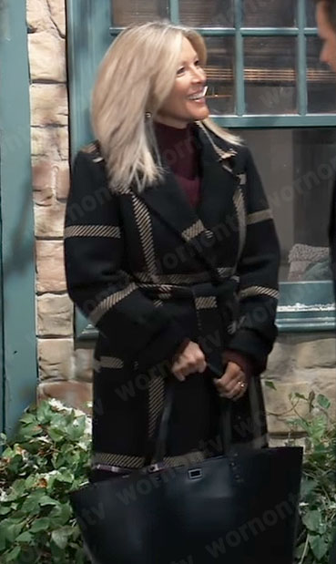 Carly’s black checked coat on General Hospital