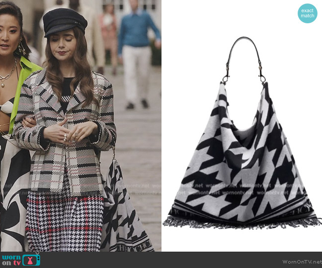Carolina Herrera Poncho Shoulder Bag worn by Emily Cooper (Lily Collins) on Emily in Paris