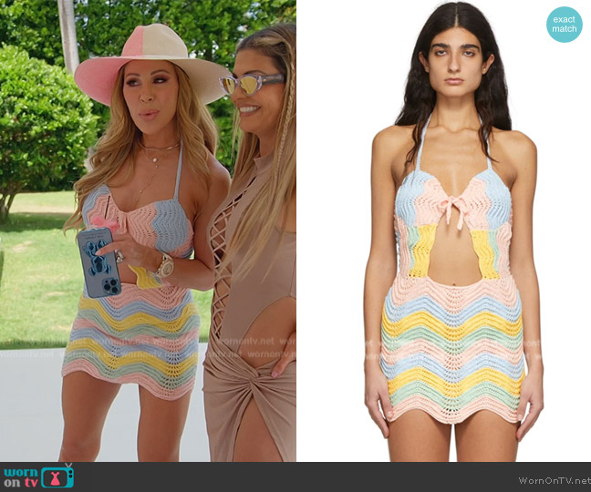 Casablanca Multicolor Crochet Dress worn by Lisa Hochstein (Lisa Hochstein) on The Real Housewives of Miami