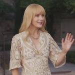 Catherine’s crochet lace cutout dress on Emily in Paris