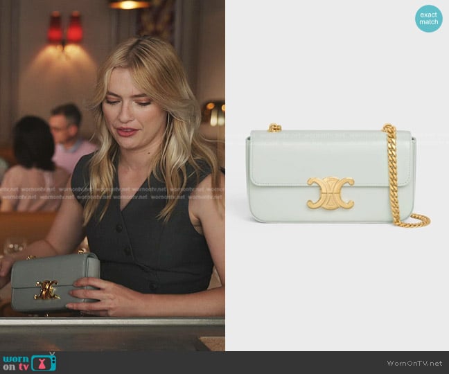 Celine Chain Shoulder Bag Triomphe in Shiny Calfskin worn by Camille (Camille Razat) on Emily in Paris