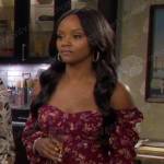 Chanel’s red floral mini dress on Days of our Lives