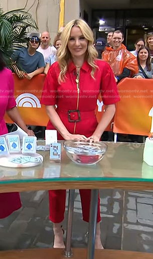 Chassie’s red belted jumpsuit on Today
