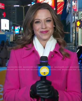 Cheryl Scott’s fuchsia coat on Good Morning America