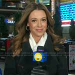 Cheryl Scott’s black striped wrap coat on Good Morning America