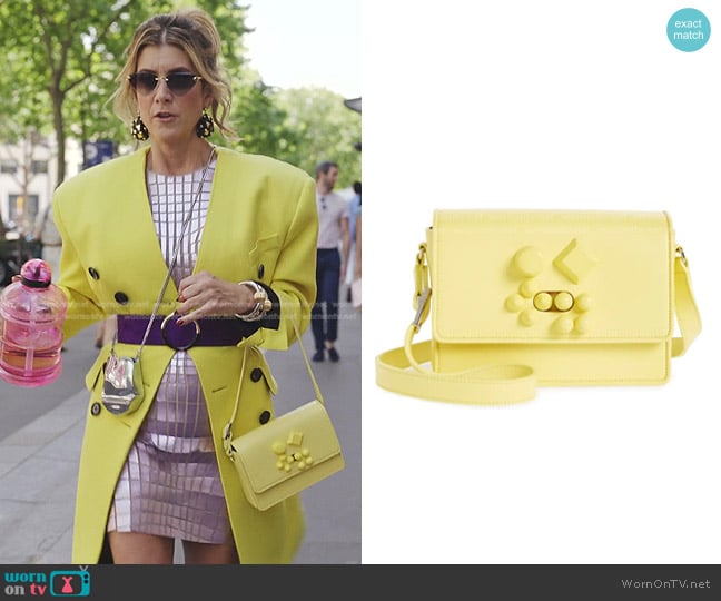 Christian Louboutin Carasky Paris Calfskin Crossbody in Piou Piou worn by Kate Walsh (Madeline) on Emily in Paris