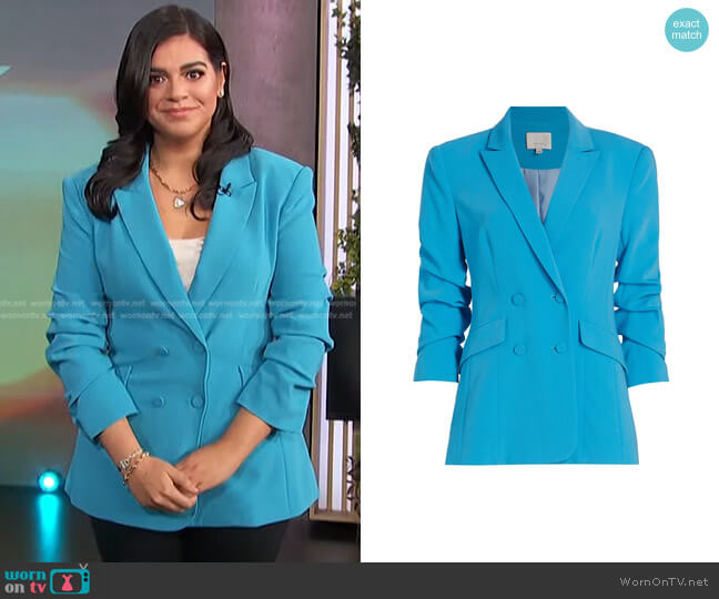 Cinq a Sept Kris Blazer in Atomic Blue worn by Mayan Lopez on Access Hollywood