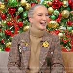 Clea Shearer’s plaid patch embroidered blazer on Tamron Hall Show