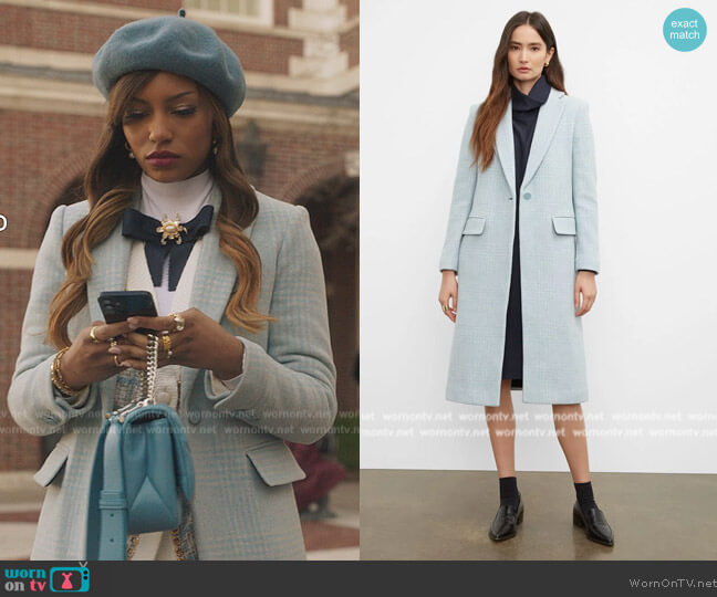 Club Monaco Plaid Slim Tailored Coat worn by Monet de Haan (Savannah Lee Smith) on Gossip Girl