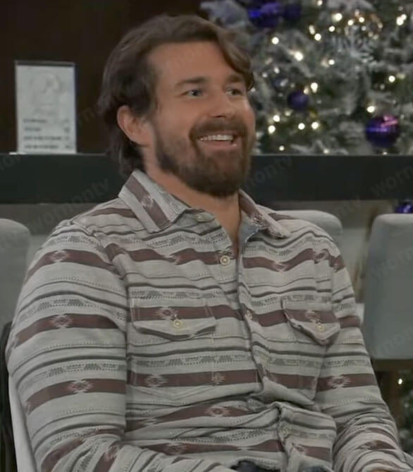 Cody’s blanket stripe print shirt on General Hospital