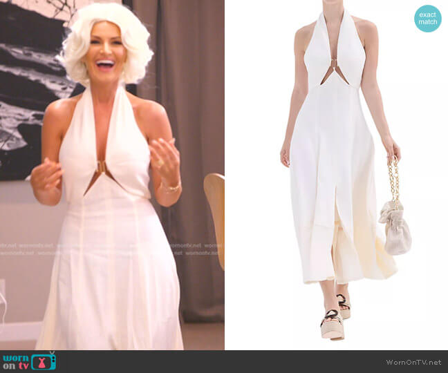 Cult Gaia Orella Halter Maxi Dress worn by Lisa Barlow on The Real Housewives of Salt Lake City